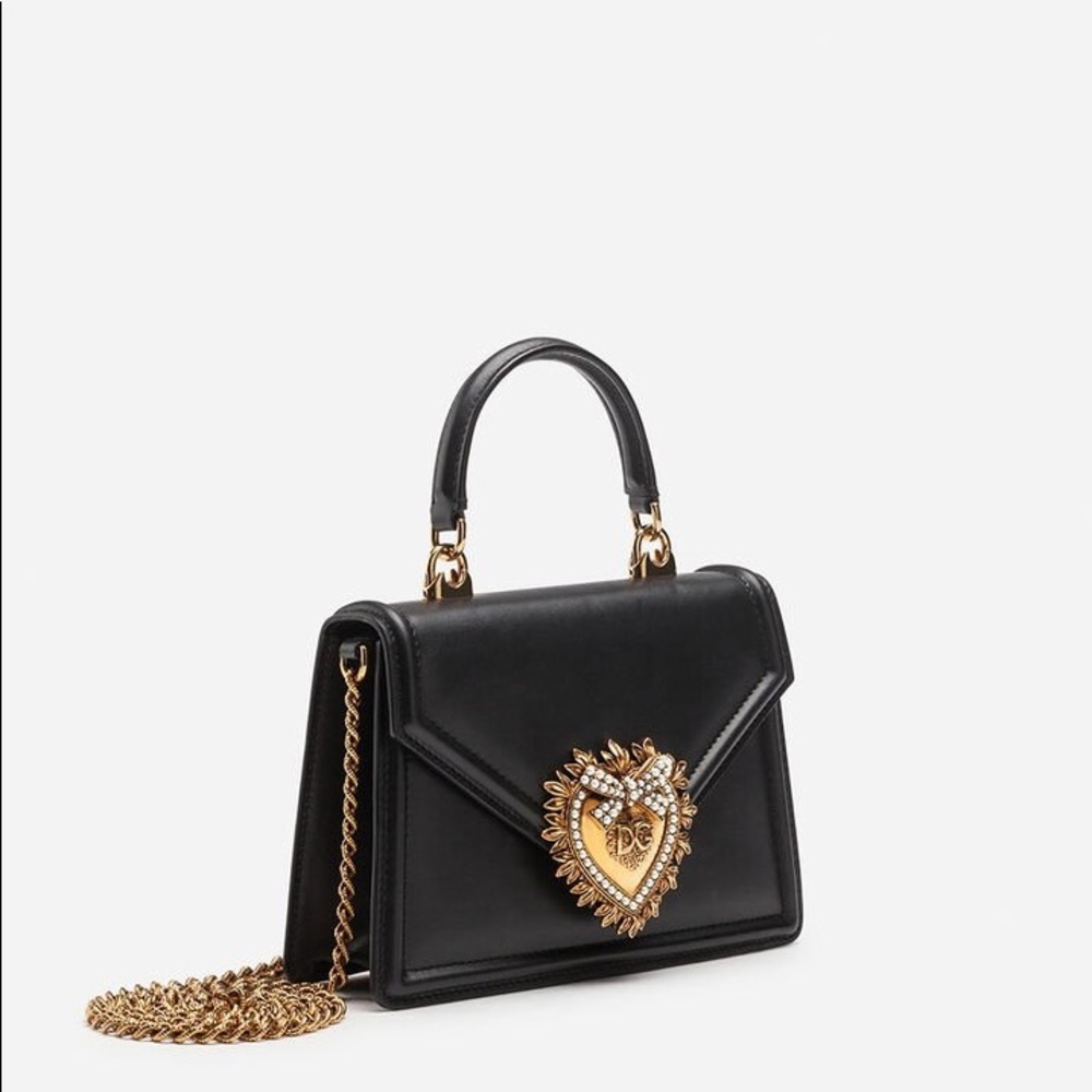 Dolce & Gabbana Devotion Black Leather Top Handle Devotion Bag